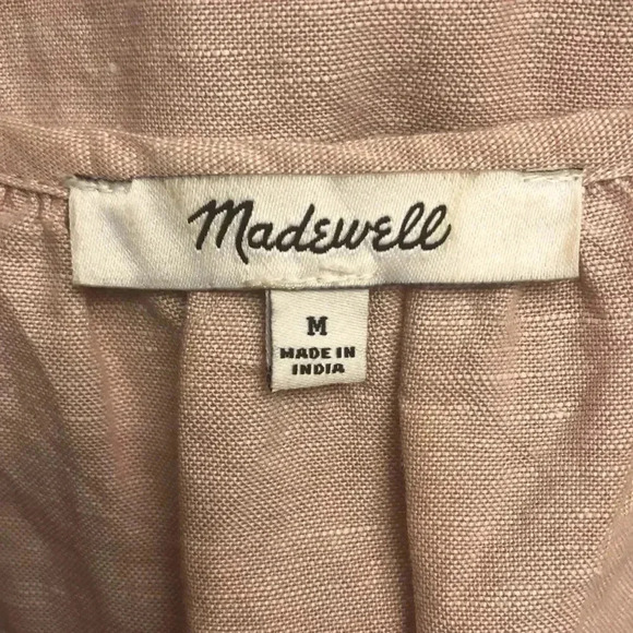 MADEWELL Dusty Pink Linen Blend Lorelei Mini Dress | Size Medium - Picture 11 of 12